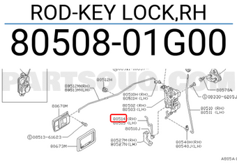 Nissan 8050801G00 ROD-KEY LOCK,RH