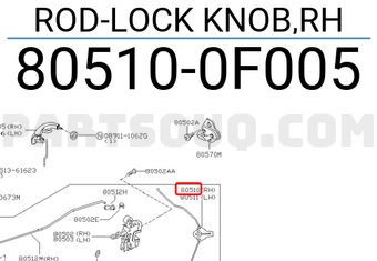 Nissan 805100F005 ROD-LOCK KNOB,RH