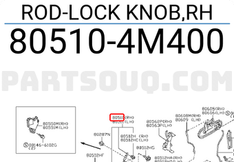 Nissan 805104M400 ROD-LOCK KNOB,RH