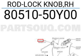 Nissan 8051050Y00 ROD-LOCK KNOB,RH