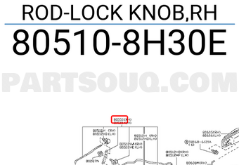 Nissan 805108H30E ROD-LOCK KNOB,RH