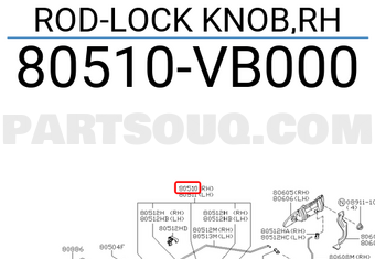 Nissan 80510VB000 ROD-LOCK KNOB,RH
