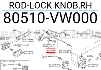 Nissan 80510VW000 ROD-LOCK KNOB,RH