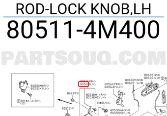 Nissan 805114M400 ROD-LOCK KNOB,LH