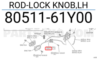 Nissan 8051161Y00 ROD-LOCK KNOB,LH
