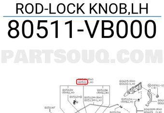 Nissan 80511VB000 ROD-LOCK KNOB,LH