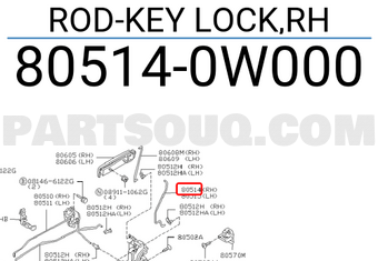 Nissan 805140W000 ROD-KEY LOCK,RH