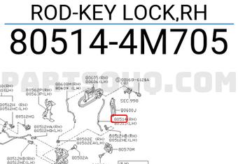Nissan 805144M705 ROD-KEY LOCK,RH