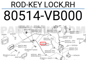 Nissan 80514VB000 ROD-KEY LOCK,RH