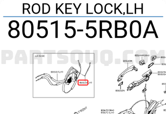 Nissan 805155RB0A ROD KEY LOCK,LH