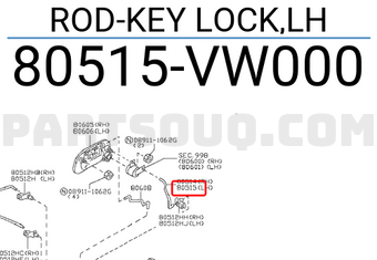 Nissan 80515VW000 ROD-KEY LOCK,LH