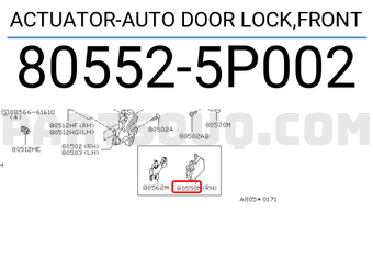 Nissan 805525P002 ACTUATOR-AUTO DOOR LOCK,FRONT