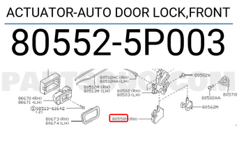 Nissan 805525P003 ACTUATOR-AUTO DOOR LOCK,FRONT