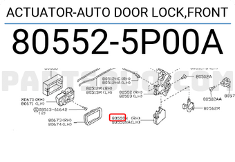 Nissan 805525P00A ACTUATOR-AUTO DOOR LOCK,FRONT