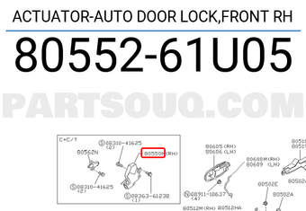 Nissan 8055261U05 ACTUATOR-AUTO DOOR LOCK,FRONT RH