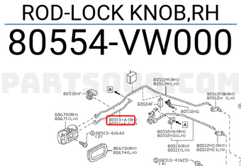 Nissan 80554VW000 ROD-LOCK KNOB,RH