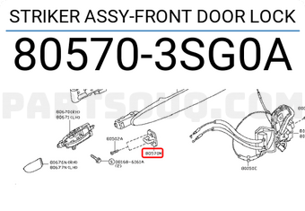 Nissan 805703SG0A STRIKER ASSY-FRONT DOOR LOCK