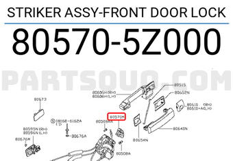 Nissan 805705Z000 STRIKER ASSY-FRONT DOOR LOCK
