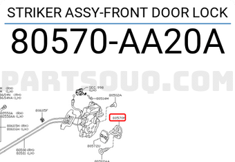 Nissan 80570AA20A STRIKER ASSY-FRONT DOOR LOCK