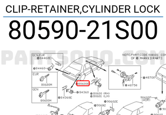 Nissan 8059021S00 CLIP-RETAINER,CYLINDER LOCK