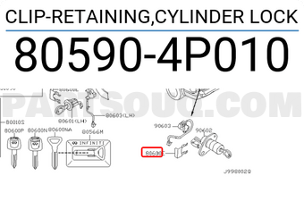 Nissan 805904P010 CLIP-RETAINING,CYLINDER LOCK