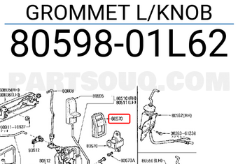Nissan 8059801L62 GROMMET L/KNOB