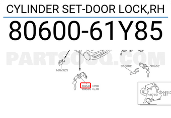 Nissan 8060061Y85 CYLINDER SET-DOOR LOCK,RH