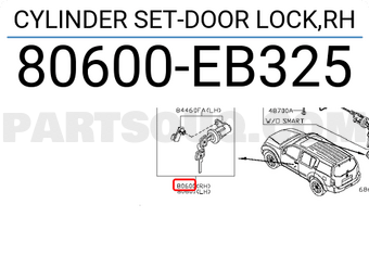 Nissan 80600EB325 CYLINDER SET-DOOR LOCK,RH