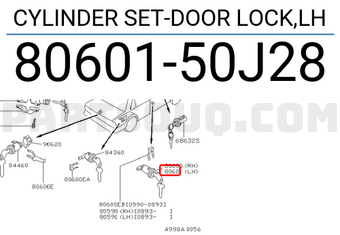 Nissan 8060150J28 CYLINDER SET-DOOR LOCK,LH