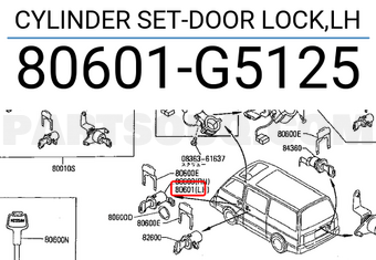 Nissan 80601G5125 CYLINDER SET-DOOR LOCK,LH