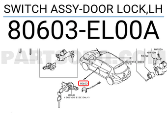 Nissan 80603EL00A SWITCH ASSY-DOOR LOCK,LH