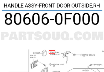 Nissan 806060F000 HANDLE ASSY-FRONT DOOR OUTSIDE,RH