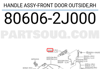 Nissan 806062J000 HANDLE ASSY-FRONT DOOR OUTSIDE,RH