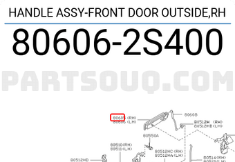 Nissan 806062S400 HANDLE ASSY-FRONT DOOR OUTSIDE,RH