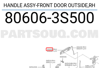 Nissan 806063S500 HANDLE ASSY-FRONT DOOR OUTSIDE,RH