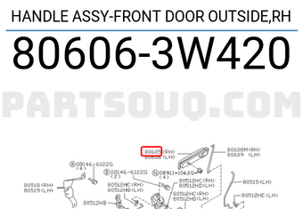 Nissan 806063W420 HANDLE ASSY-FRONT DOOR OUTSIDE,RH