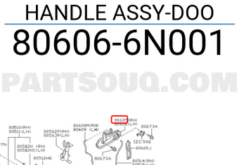 Nissan 806066N001 HANDLE ASSY-DOO