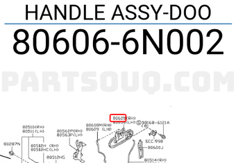 Nissan 806066N002 HANDLE ASSY-DOO
