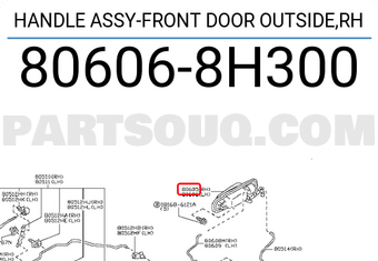 Nissan 806068H300 HANDLE ASSY-FRONT DOOR OUTSIDE,RH
