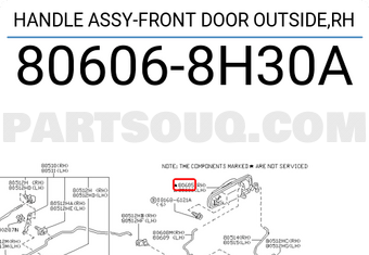 Nissan 806068H30A HANDLE ASSY-FRONT DOOR OUTSIDE,RH