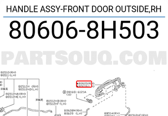 Nissan 806068H503 HANDLE ASSY-FRONT DOOR OUTSIDE,RH