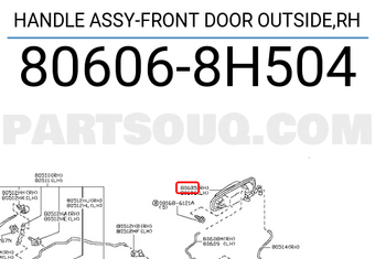 Nissan 806068H504 HANDLE ASSY-FRONT DOOR OUTSIDE,RH