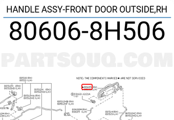 Nissan 806068H506 HANDLE ASSY-FRONT DOOR OUTSIDE,RH