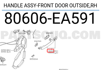 Nissan 80606EA591 HANDLE ASSY-FRONT DOOR OUTSIDE,RH