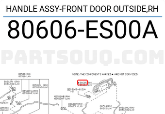 Nissan 80606ES00A HANDLE ASSY-FRONT DOOR OUTSIDE,RH