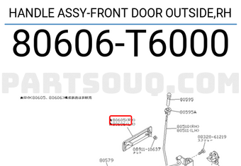 Nissan 80606T6000 HANDLE ASSY-FRONT DOOR OUTSIDE,RH