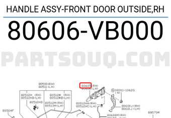 Nissan 80606VB000 HANDLE ASSY-FRONT DOOR OUTSIDE,RH