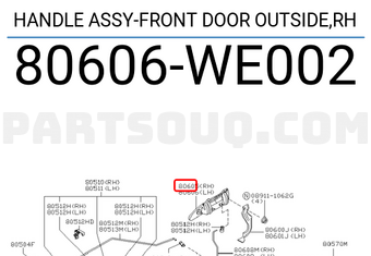 Nissan 80606WE002 HANDLE ASSY-FRONT DOOR OUTSIDE,RH