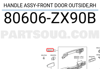 Nissan 80606ZX90B HANDLE ASSY-FRONT DOOR OUTSIDE,RH