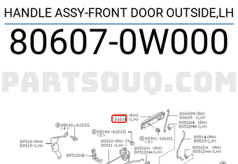 Nissan 806070W000 HANDLE ASSY-FRONT DOOR OUTSIDE,LH